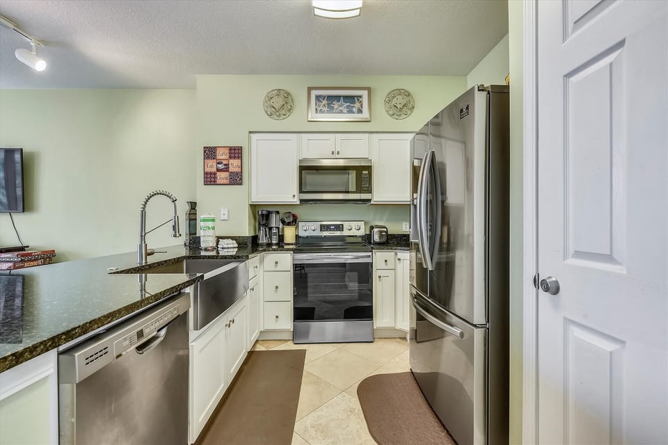 Kitchen with stainless steel appliances
