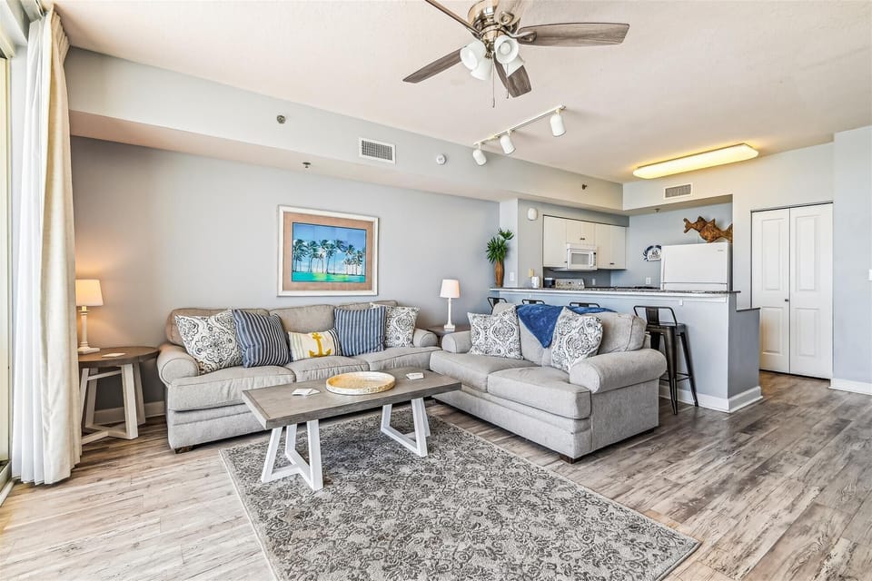 Living room and open kitchen