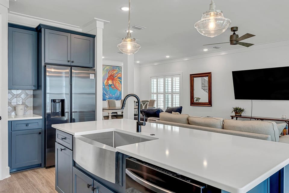 fully equipped stainless steel kitchen
