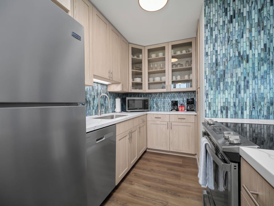 Newly Renovated Kitchen with Stainless Steel Fridge, Dishwasher,