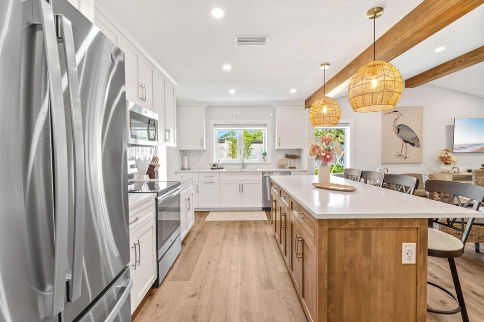 The kitchen is large and spacious!