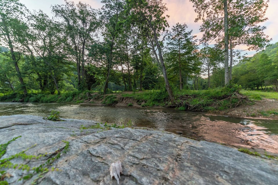 Gorgeous river views and access near the fire pit area.