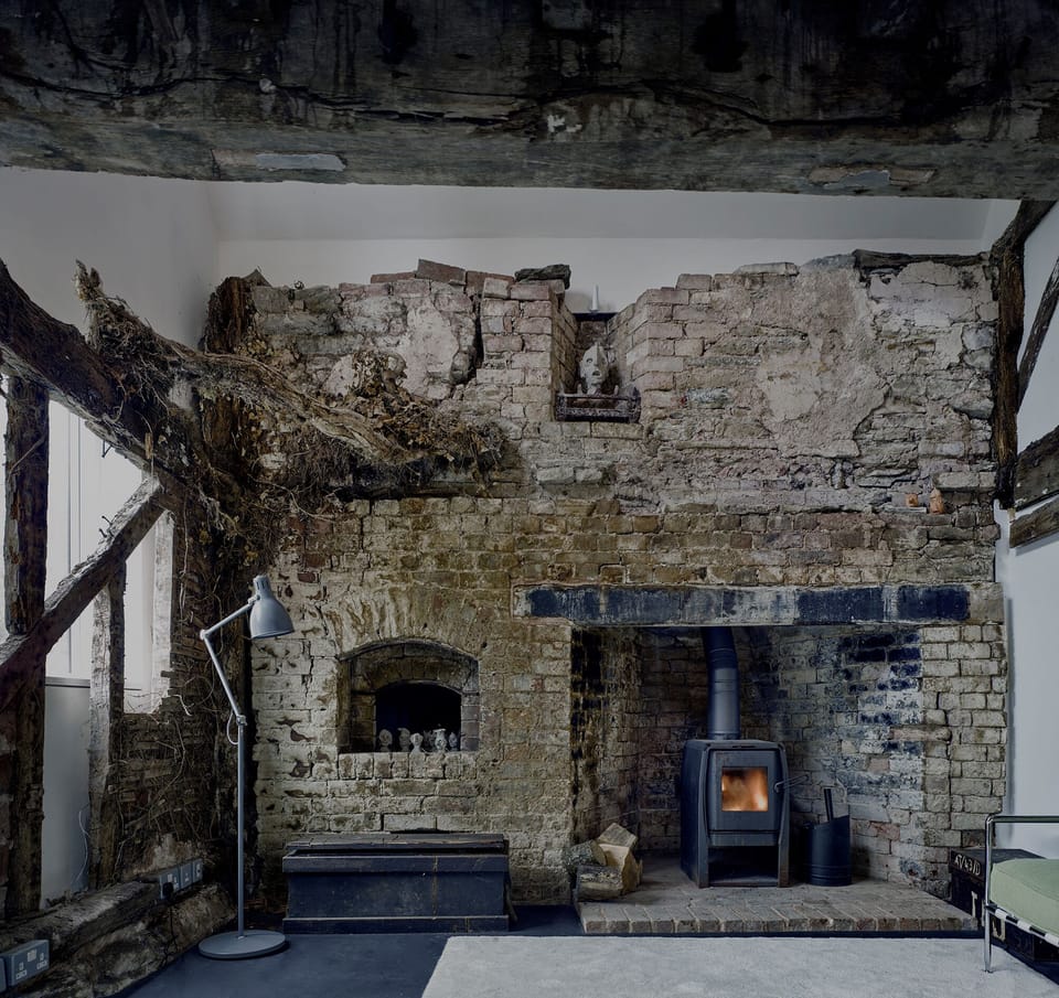 The snug, showing dead ivy, a bread oven and fire place  | Croft Lodge Studio, Leominster