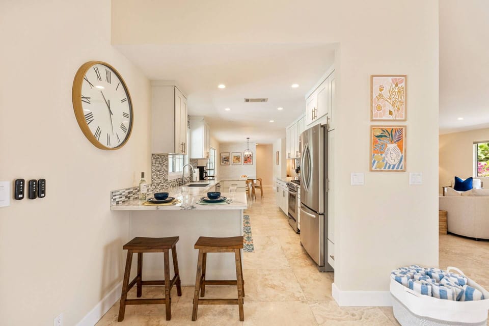 Large Open Kitchen, With Stainless Steel Appliances.