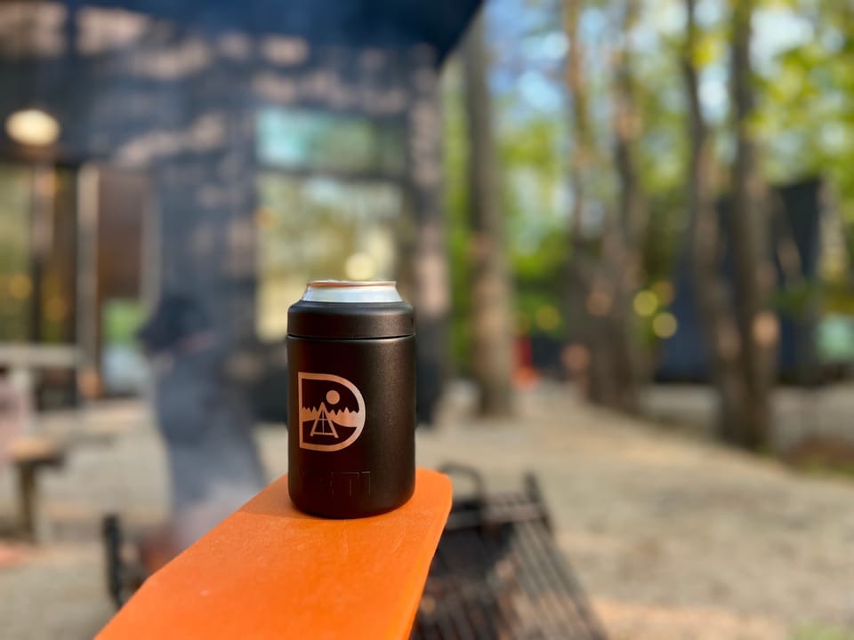 Can't beat a cold beverage by a warm fire.