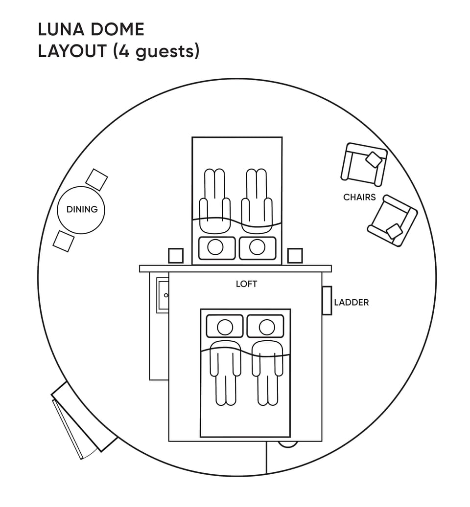 Luna dome layout for 4 guests