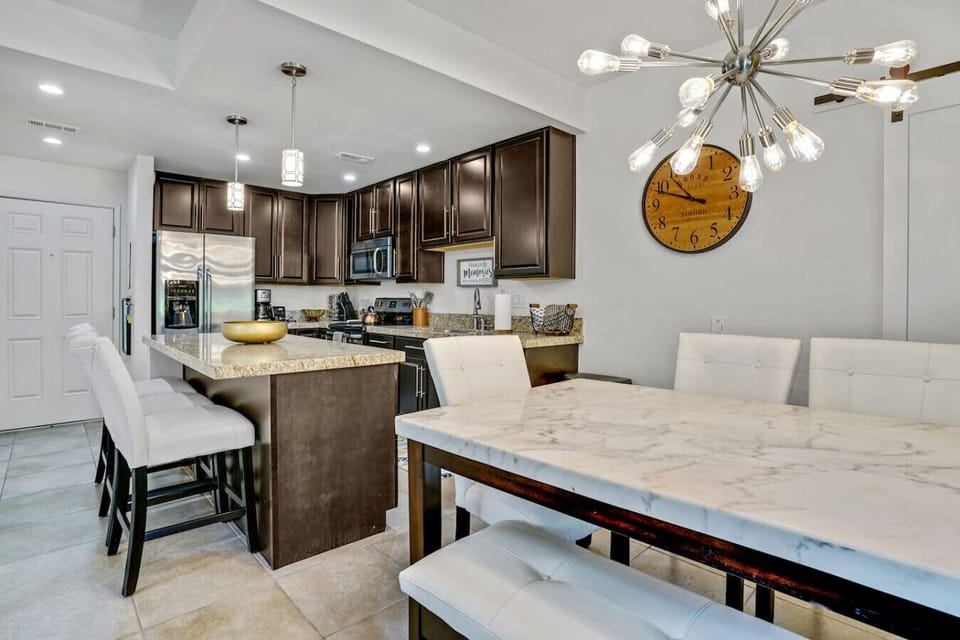 Spacious granite countertops ideal for prepping meals.