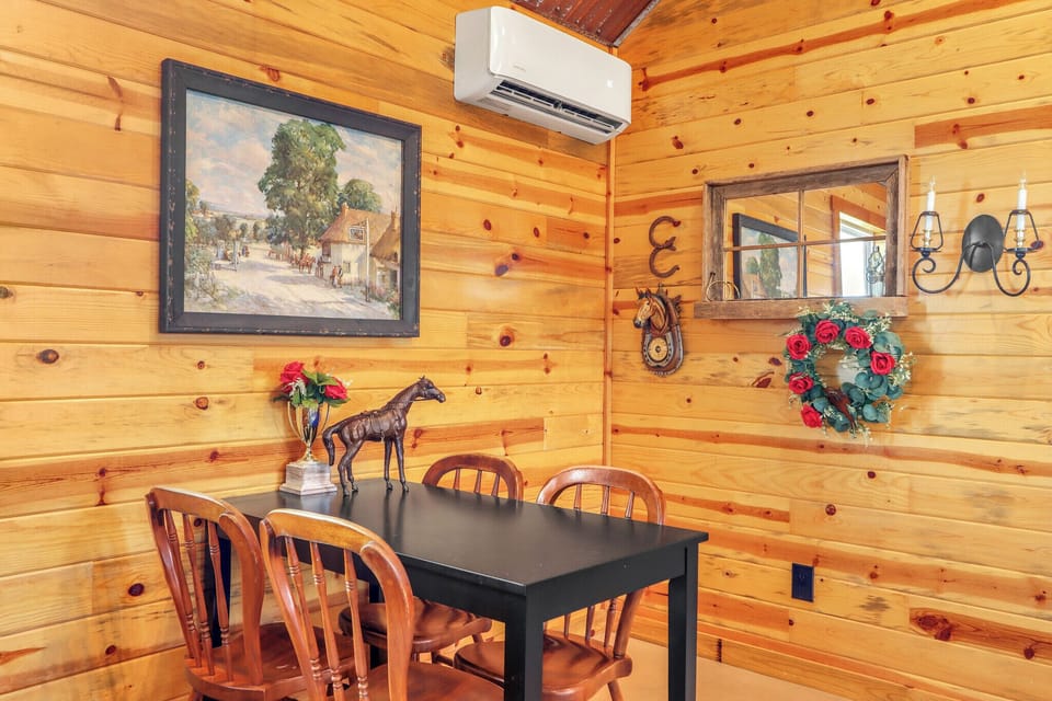 Closer view of the dining area in the cabin.