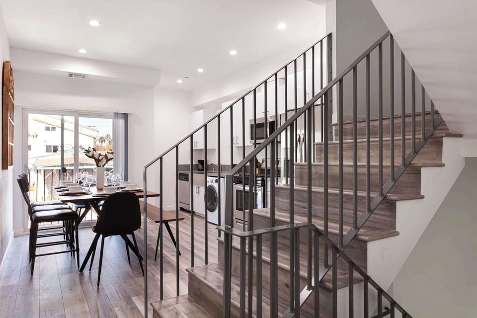 Open layout showing staircase and living space connection.