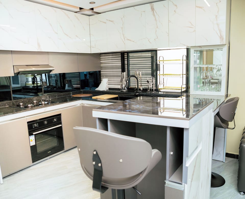 Refrigerator (on request), microwave, highchair