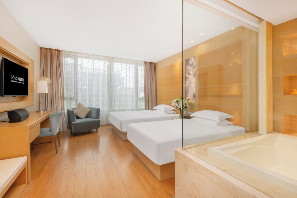 Family Twin Room, Multiple Beds, Hot Tub | Egyptian cotton sheets, premium bedding, pillowtop beds, in-room safe