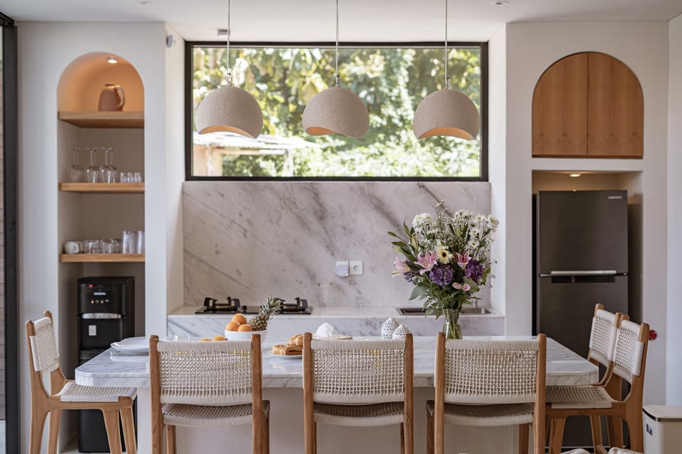 Luxury Villa, Pool View | Private kitchen | Fridge, microwave, oven, stovetop
