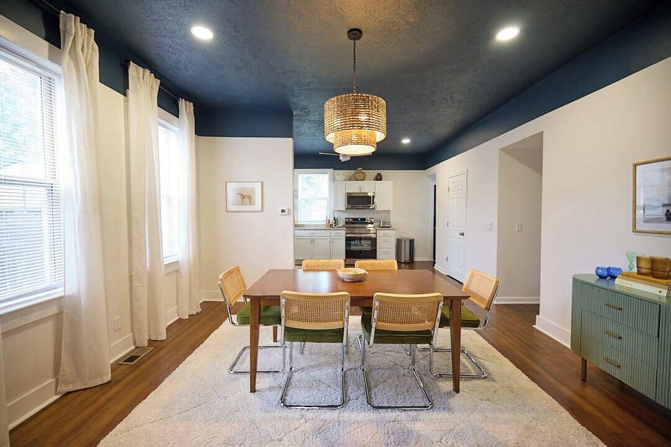 Large, open dining room with seating for 6