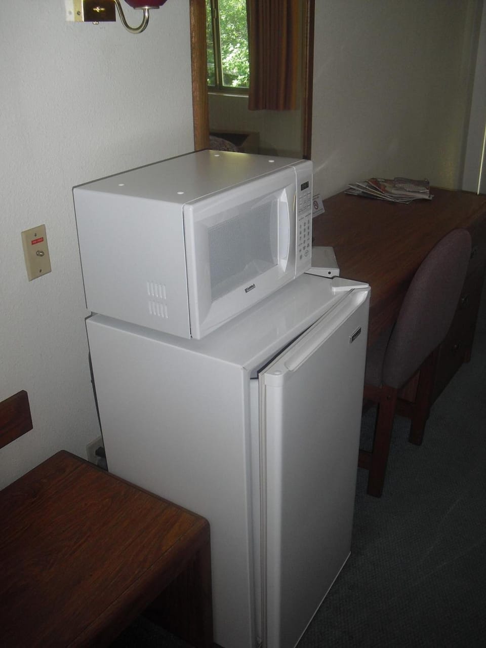 Fridge, microwave, coffee/tea maker