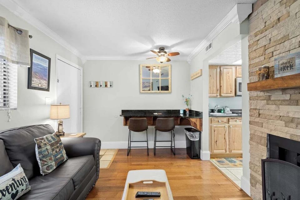 Stylish furnishings in living area with sleeper sofa (sleeps 2)