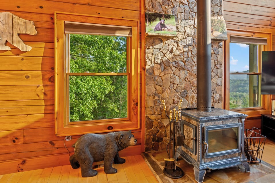Wood burning fireplace. 