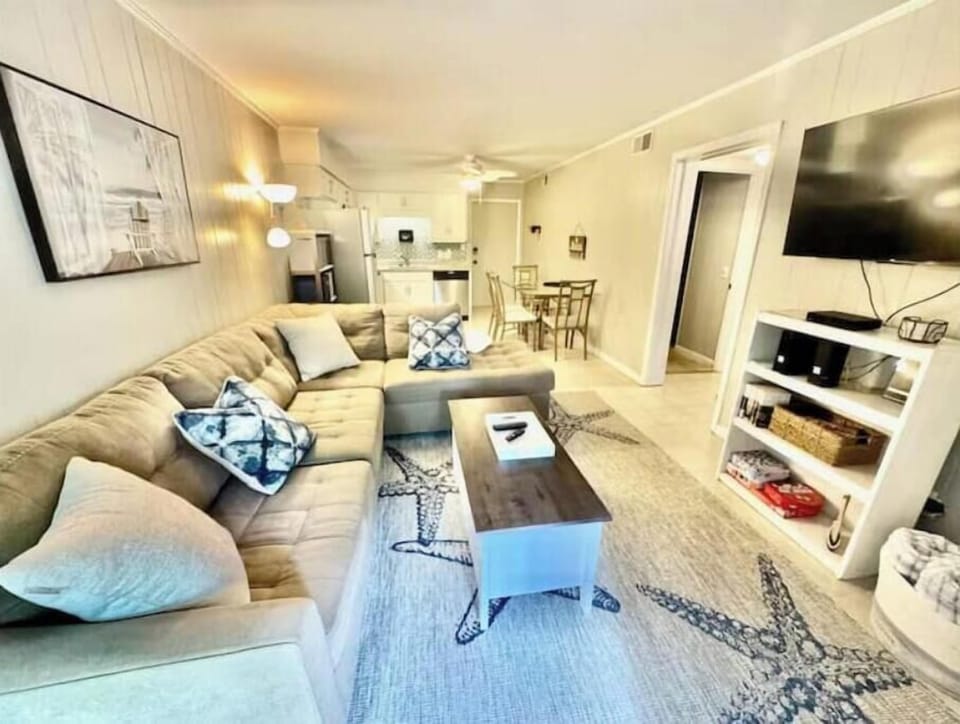 Kick off you flip-flops and unwind in this airy, beach living space.