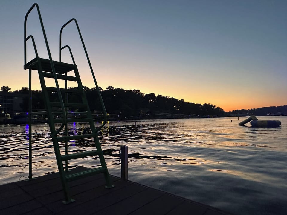 High jump platform provides hours of fun against a beautiful lake view