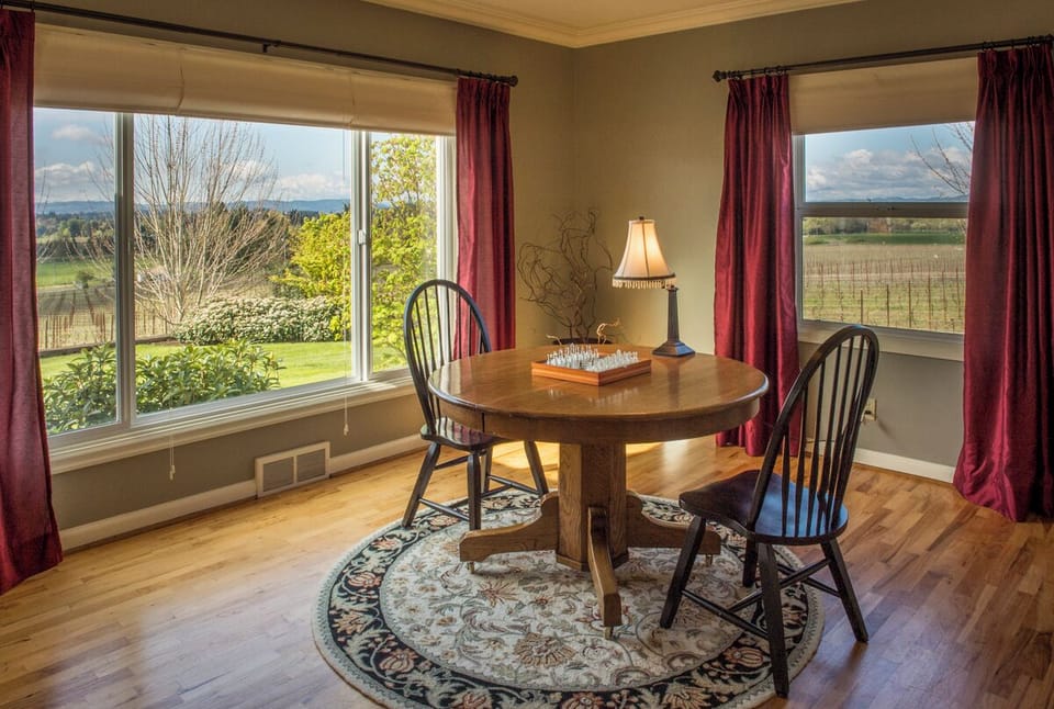 Sitting area with natural light and views of our vines