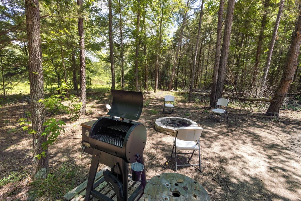 Pit Boss Pellet Grill overlooks neighbors huge pond