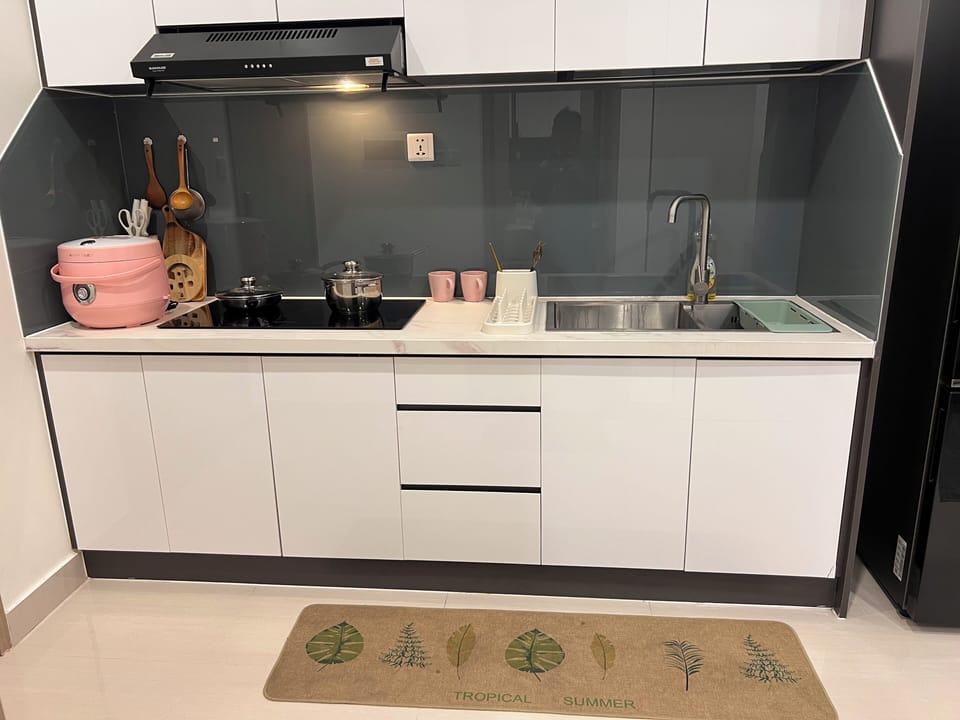 Romantic Apartment, Balcony, Pool View | Private kitchen | Fridge, stovetop, electric kettle, cookware/dishes/utensils