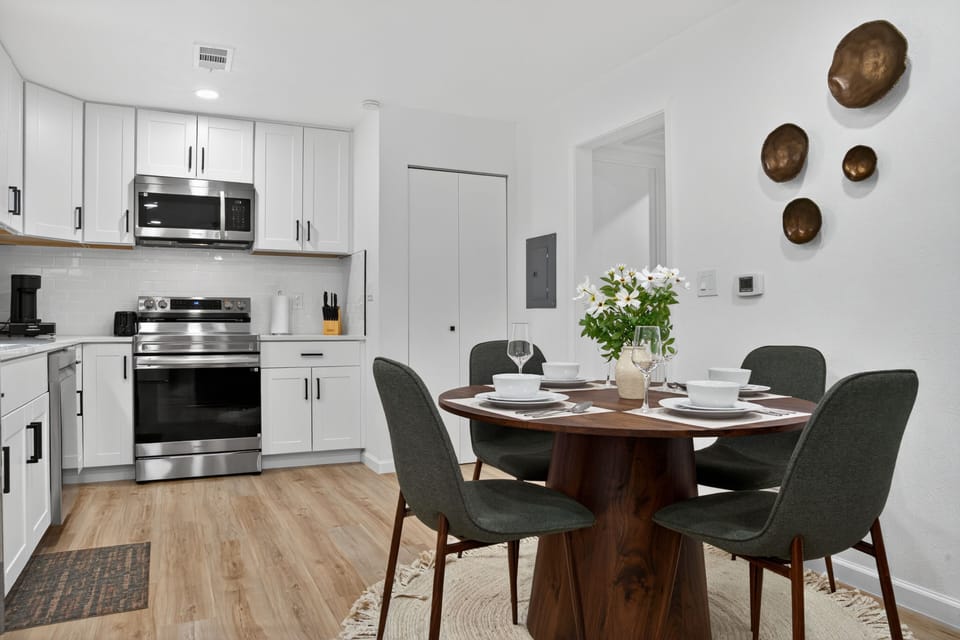 Open dining area | perfect for working lunch or cozy movie nights | with view of