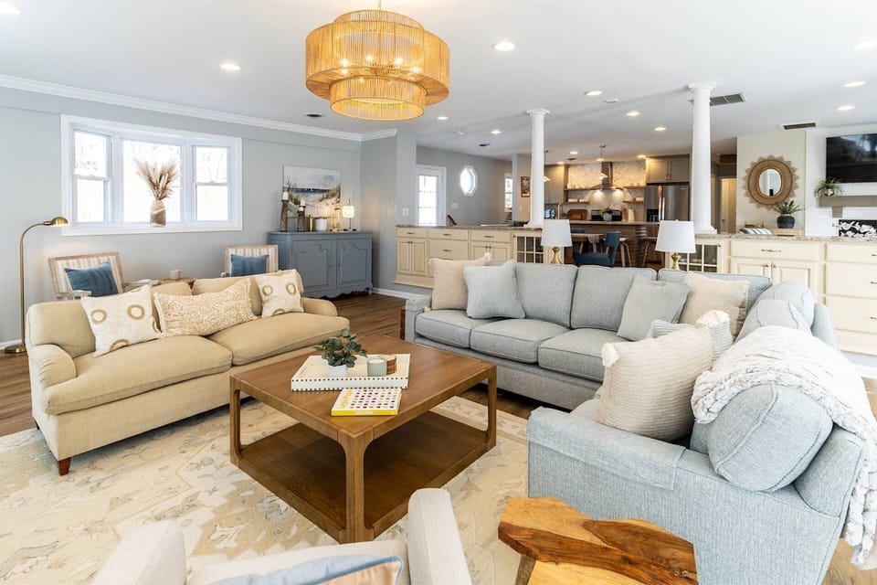 There's plenty of seating in the main level family room for the whole family.