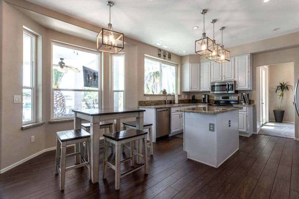 The kitchen has everything you need to prepare your meals. Hightop table seating for 4