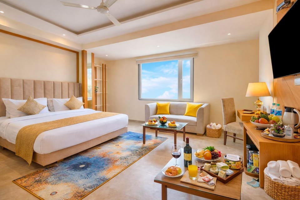 Premium bedding, minibar, laptop workspace, soundproofing