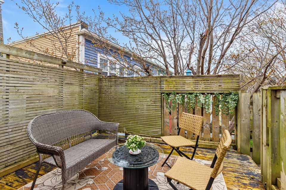 A relaxing patio space perfect for unwinding! Enjoy fresh air, cozy seating, and a welcoming atmosphere for morning coffee or evening gatherings.