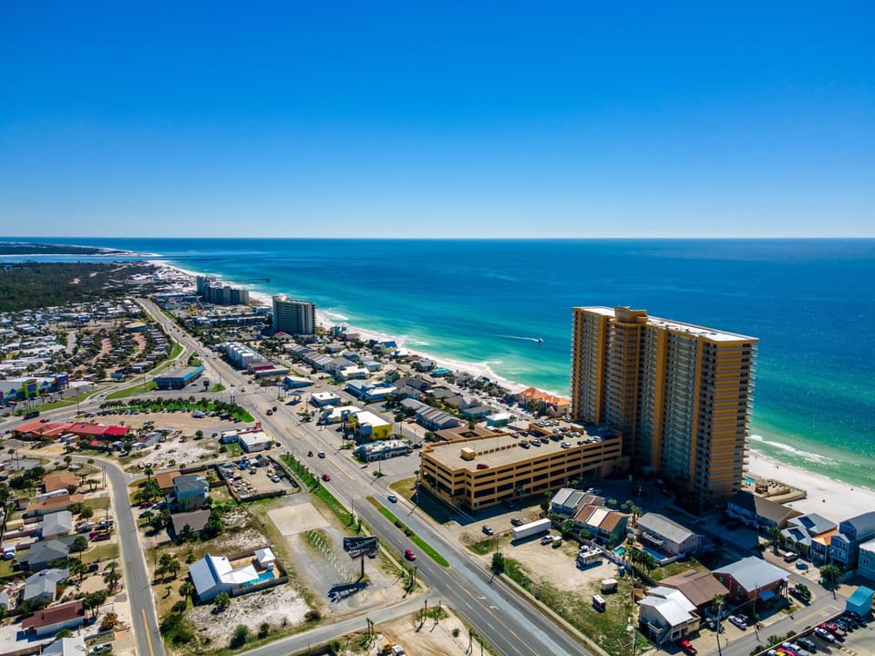 Treasure Island Resort - Aerial to Gulf
