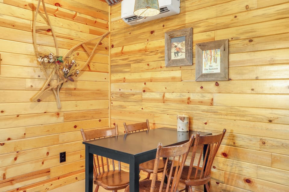 Closer look at the dining table.
