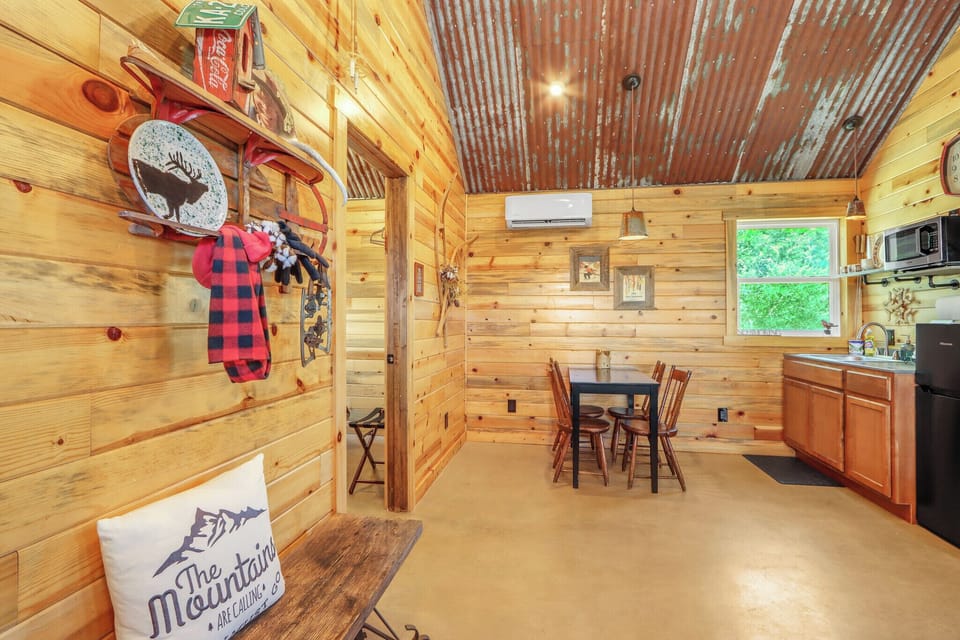 View from the entry door looking straight ahead at the dining area.