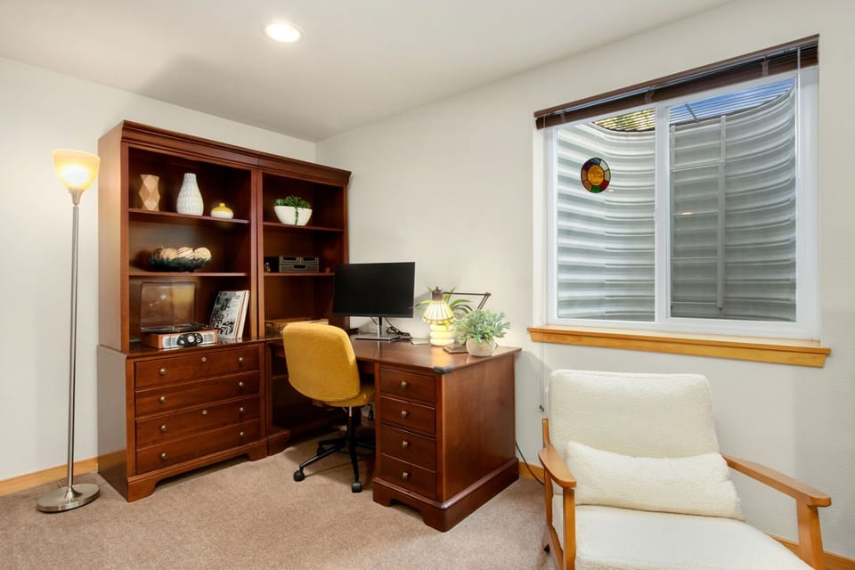 Media Room | Laptop-friendly Workspace (lower level)