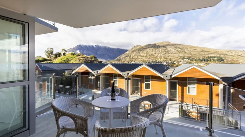 Patio with mountain views