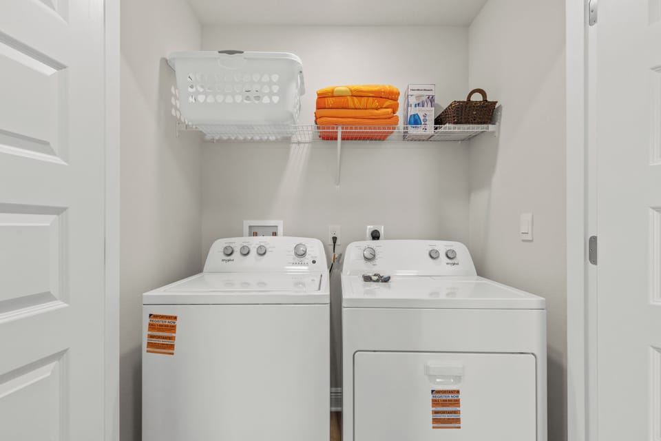 Convenient laundry room with washer and dryer