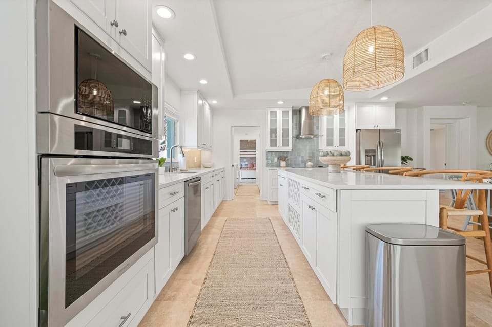 Newly renovated coastal kitchen with large island