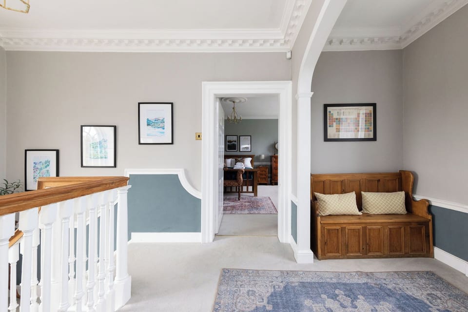 Upstairs landing with seating area