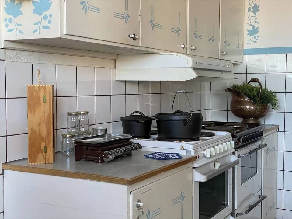 Full-size fridge, microwave, oven, stovetop