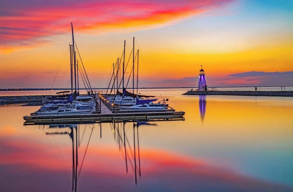 Dinner with a view. Sail Boats and Lighthouse at Lake Hefner. Blocks from your stay.