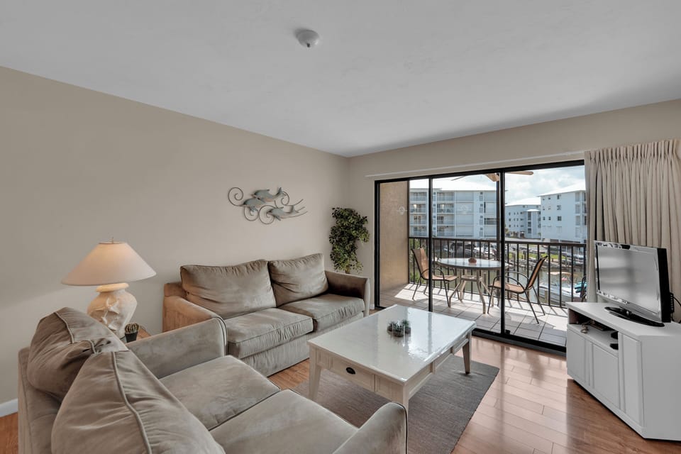 Relax in your cozy living room after a day in the sun