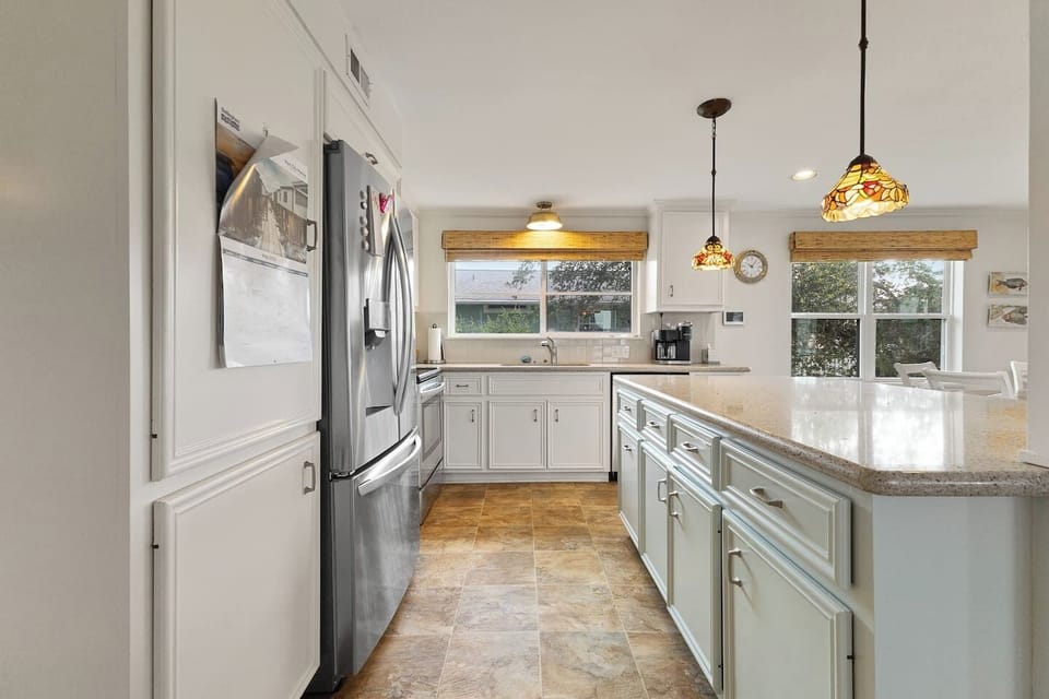 Gather around the island while visiting with the chef!