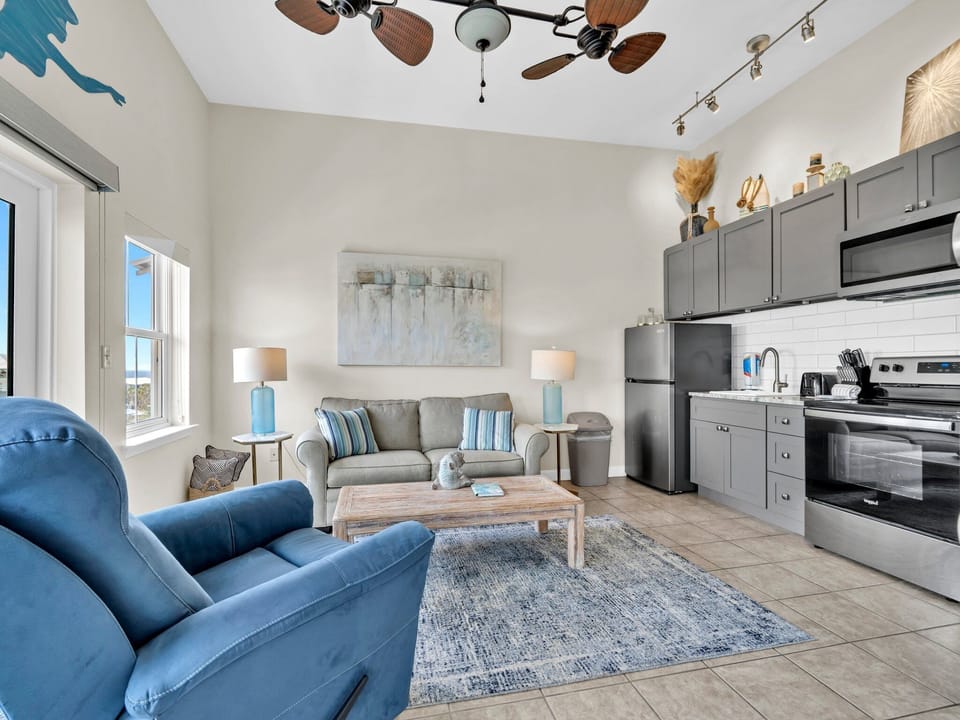 Living room plus kitchen