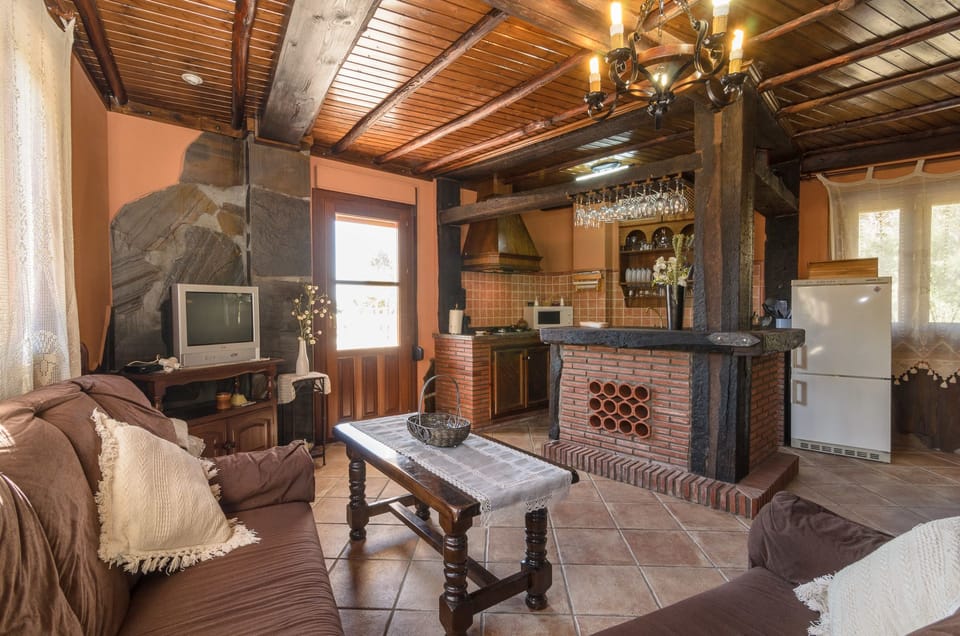 Apartment, 2 Bedrooms, Terrace, Mountain View | Living room | TV, fireplace