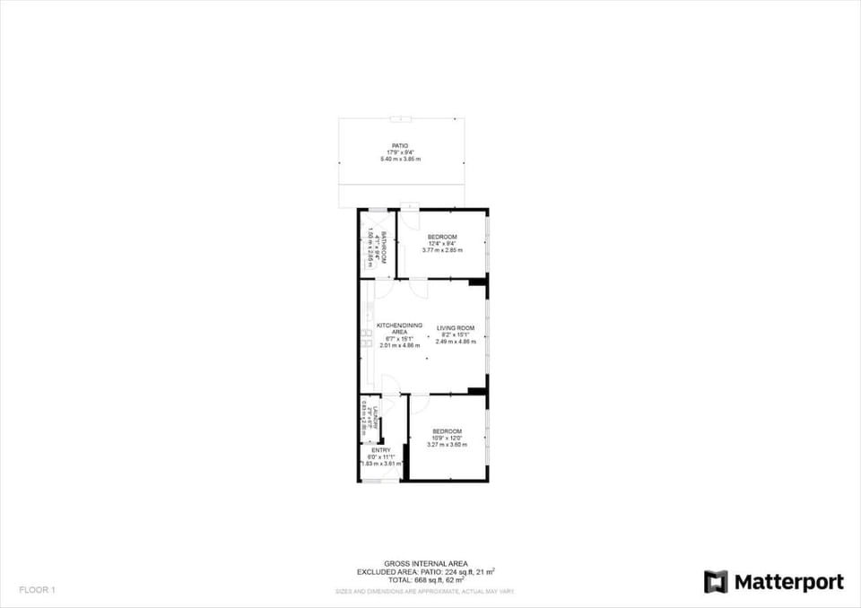 Floor plan graphic showing the step-free bungalow layout.