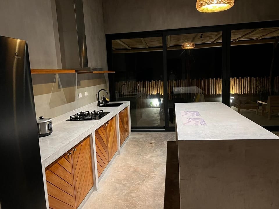 Family Villa, Air conditioning, Beach View | Private kitchen | Coffee/tea maker, full-size fridge, microwave, stovetop