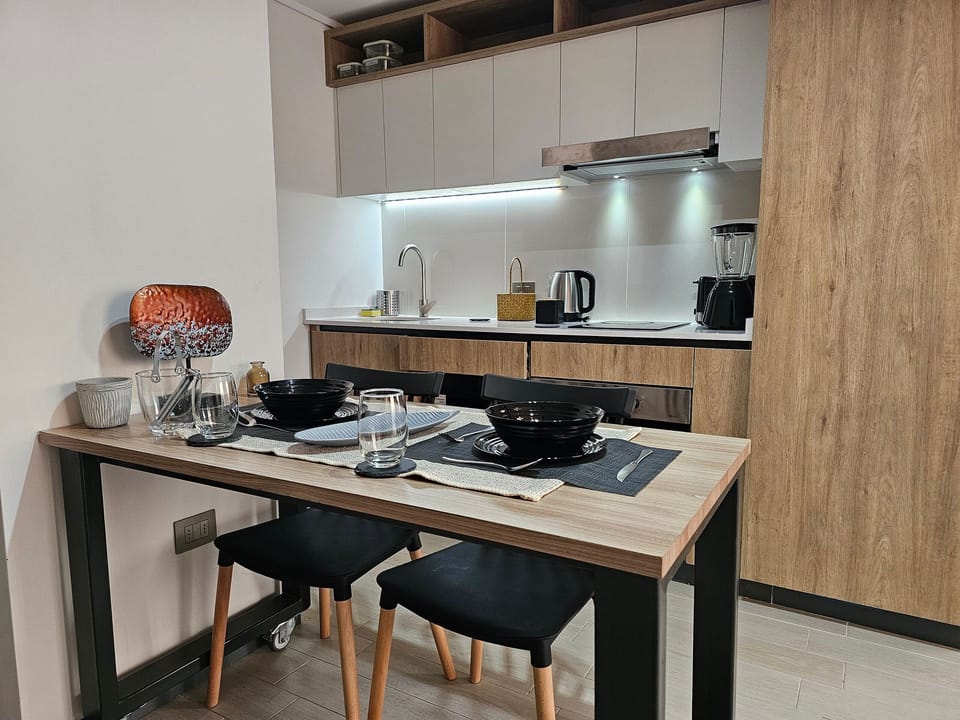 Apartment | Private kitchen | Full-size fridge, microwave, oven, stovetop