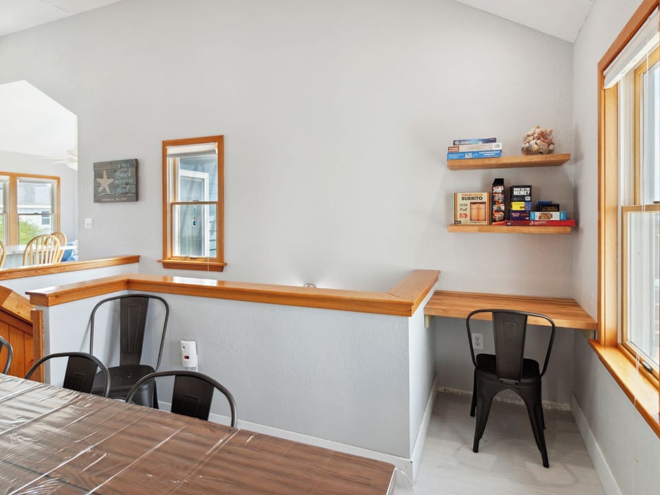 The Built-In Desk off of the Dining Area is great for catching up on remote work.