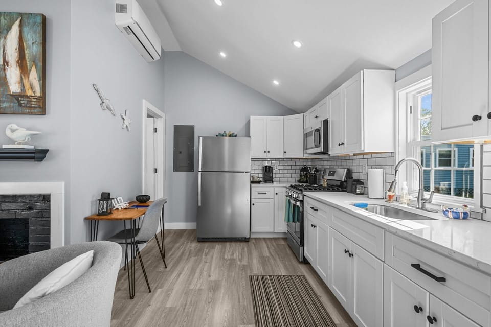 Fully equipped kitchen with stainless steel appliances