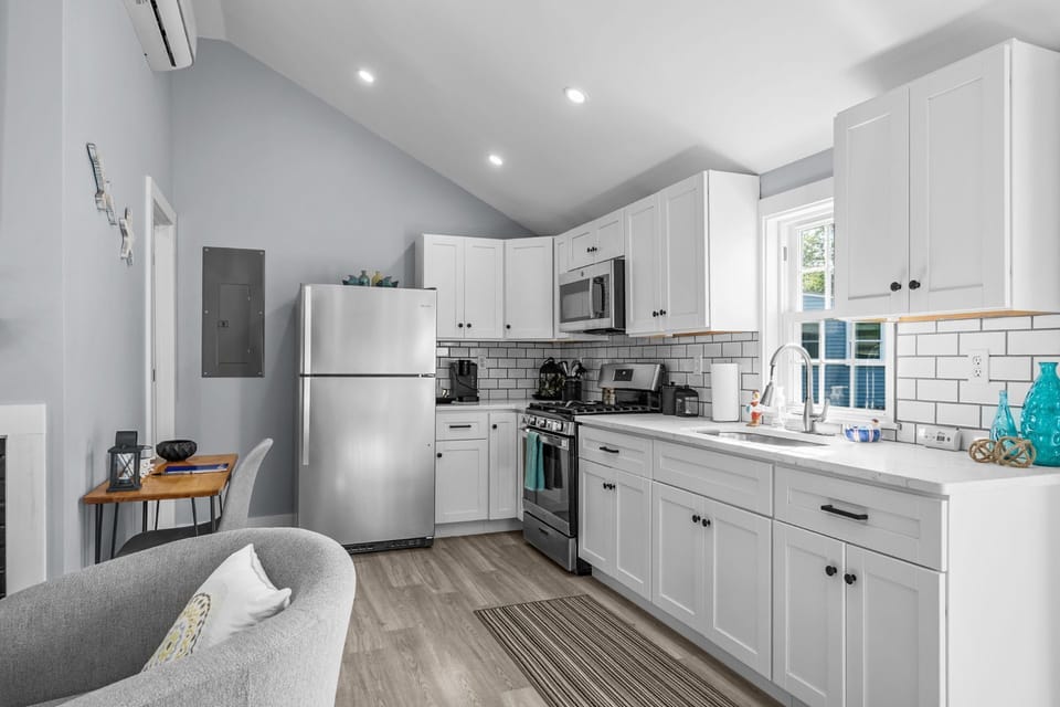 Fully equipped kitchen with stainless steel appliances